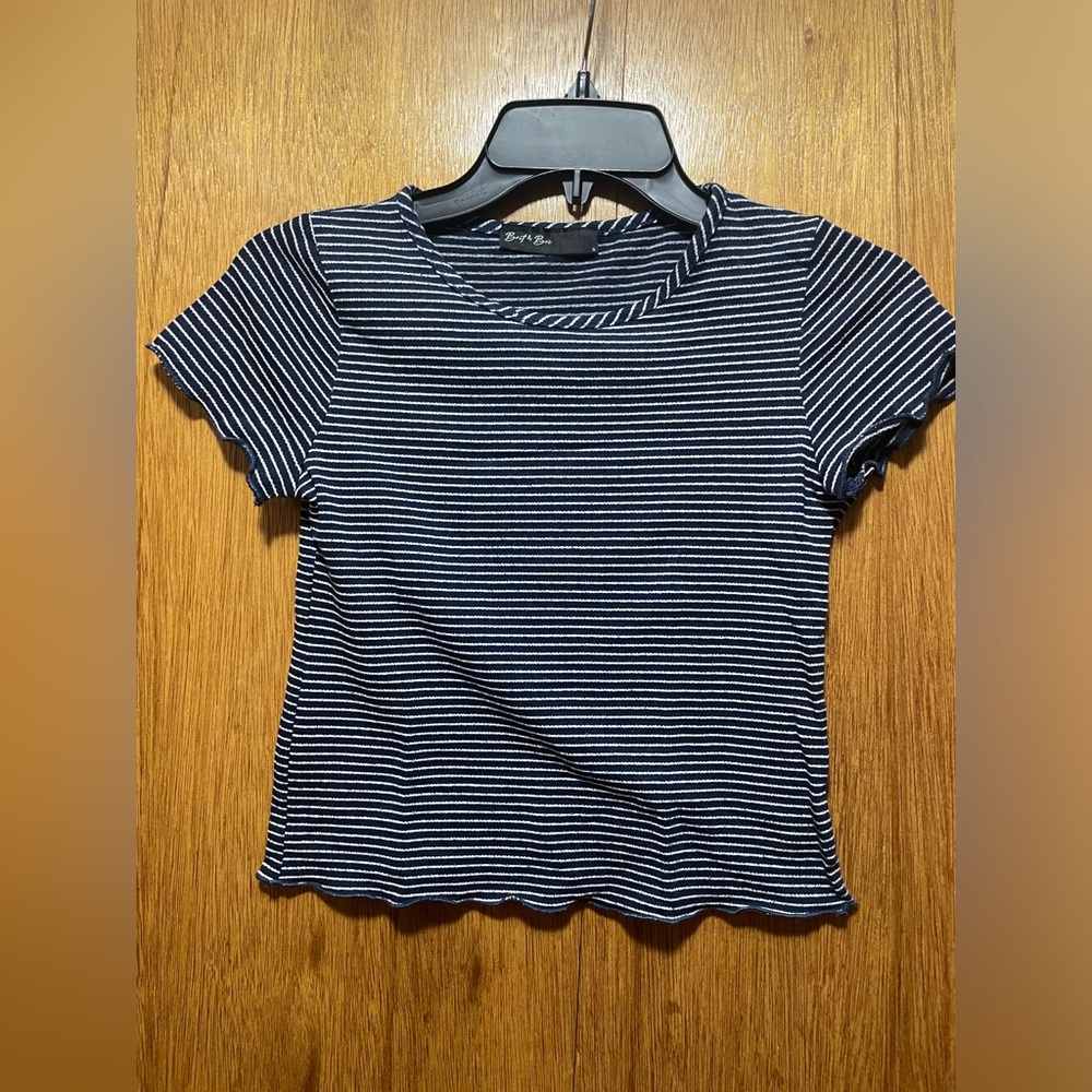 Blue and white striped shirt